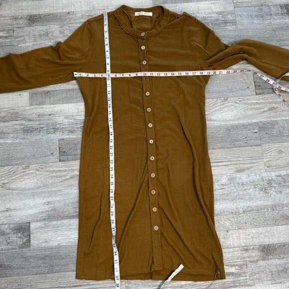 Free People We The Free Gia Cardigan Button Front Dress Tobacco flawed O19 - Picture 5 of 7